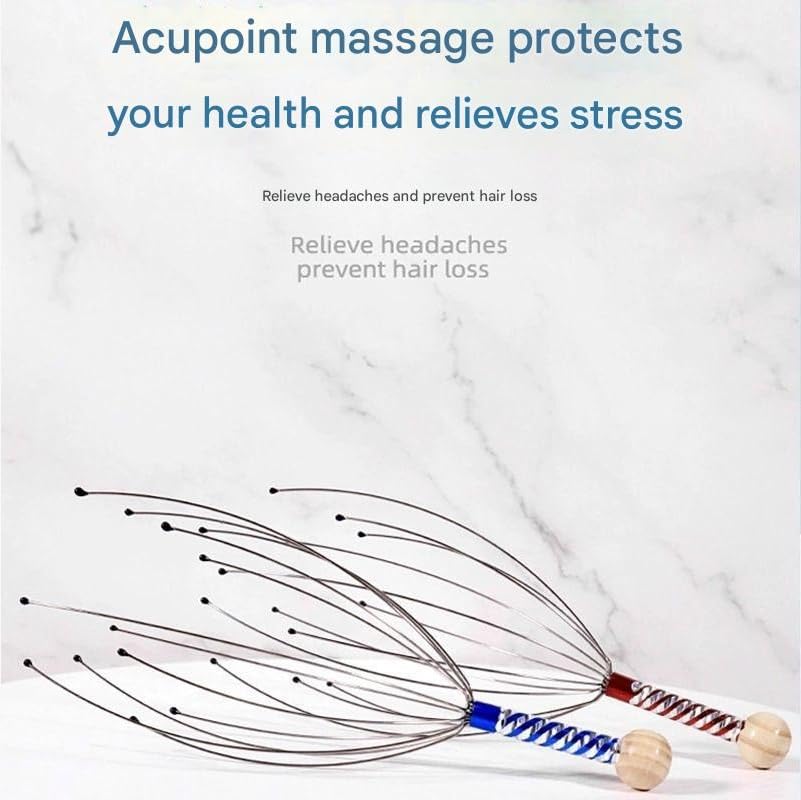 Image of Adimac Auto Head Massager Set of 3 - Hand Held Scalp Massagers for Hair Regrowth, Headache Relief, Anxiety Reduction, Octopus Design, Relaxing Massage Tool for All Ages