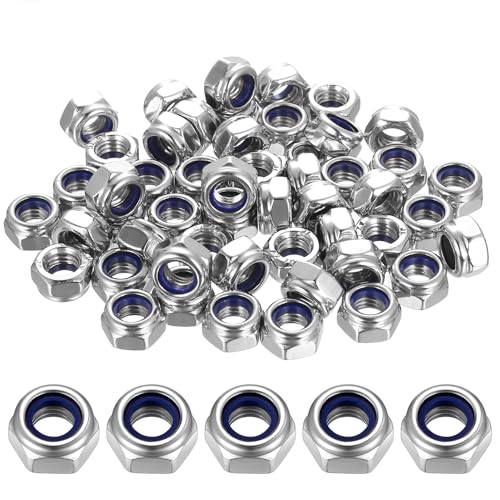 XxinXrong 50 Stück Sechskantmuttern M8, Sicherungsmuttern Edelstahl Standard A2 V2A M8 Muttern Set, Edelstahlmuttern Selbstsichernde Muttern, Stopmuttern, Nylon Stoppmuttern Klemmmuttern Set