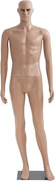 Manequin Full Body Male,Dress Form Manikin 73 Inch Adjustable,Dress Model Mannequin Stand with Rectangular Chassis,Realistic Mannequin for Sewing, Dressmaker, Clothing Display