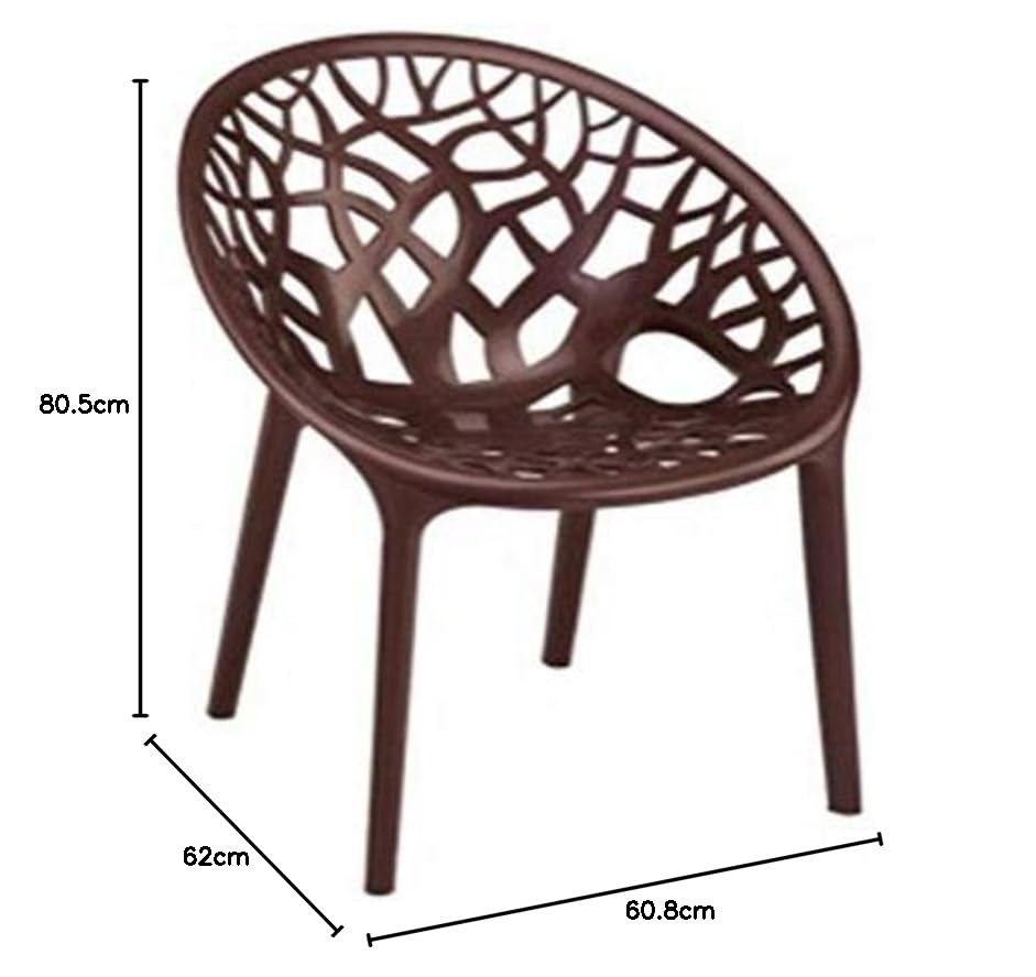 Image of SkyGlamour Neelkamal Crystal Plastic Chair | Chairs for Home, Living Room, Garden, Patio Durable Indoor & Outdoor|Plastic Chair Set of 2; Colour: Weather Brown