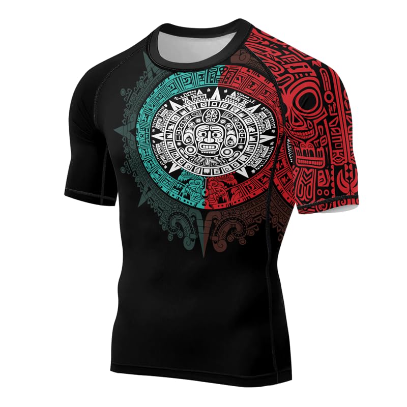 Aztec Rash Guard Shirt Short Sleeves Baselayer Skins Performance Fit Compression MMA BJJ Jiu-Jitsu Workout2