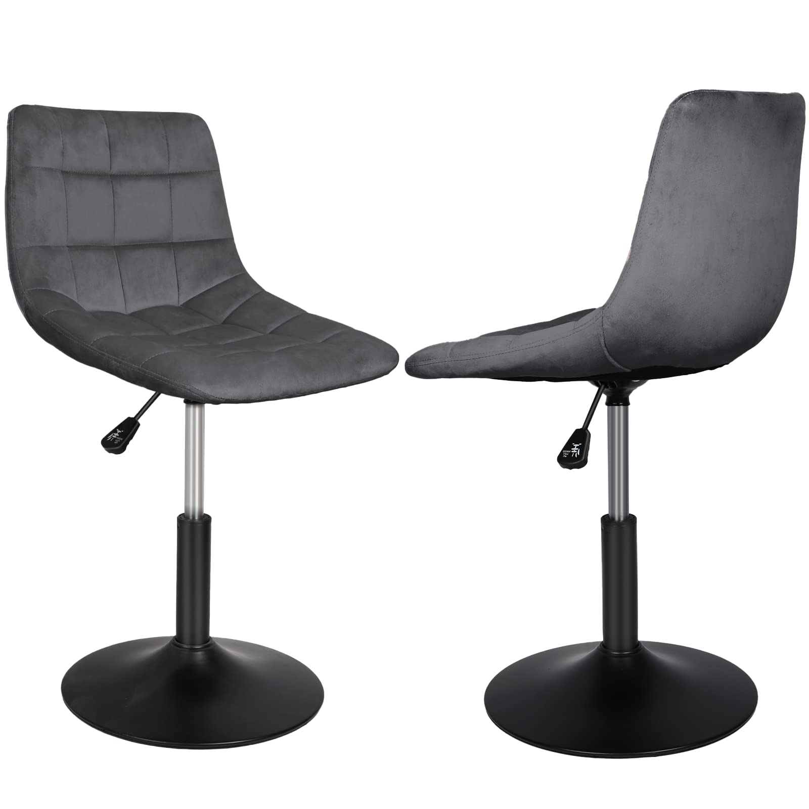 LANTUS Set di 8 Sgabelli da Bar in Velluto Sgabelli Alti Cucina con Schienale, Sedie da Bar Regolabile e Girevole-Nero-8PC