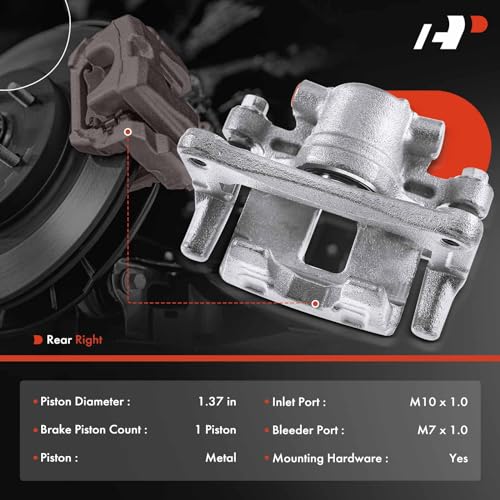 Image of A-Premium Rear Right Passenger Side Disc Brake Caliper with Bracket | Compatible with Chrysler, Dodge, Mitsubishi and Jeep Models - 200, Sebring, Avenger, Compass, Patriot, Lancer, Outlander