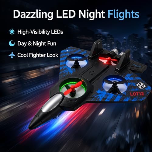 Image of RC Fighter Jet Remote Control Airplane for Kids & Adults, RC Plane Drone Toy with Lights 360 Flip, Stunt Roll, Glider Plane Flying Aeroplane Toy Gift (Thermocol Material, Max10 min Fly time)