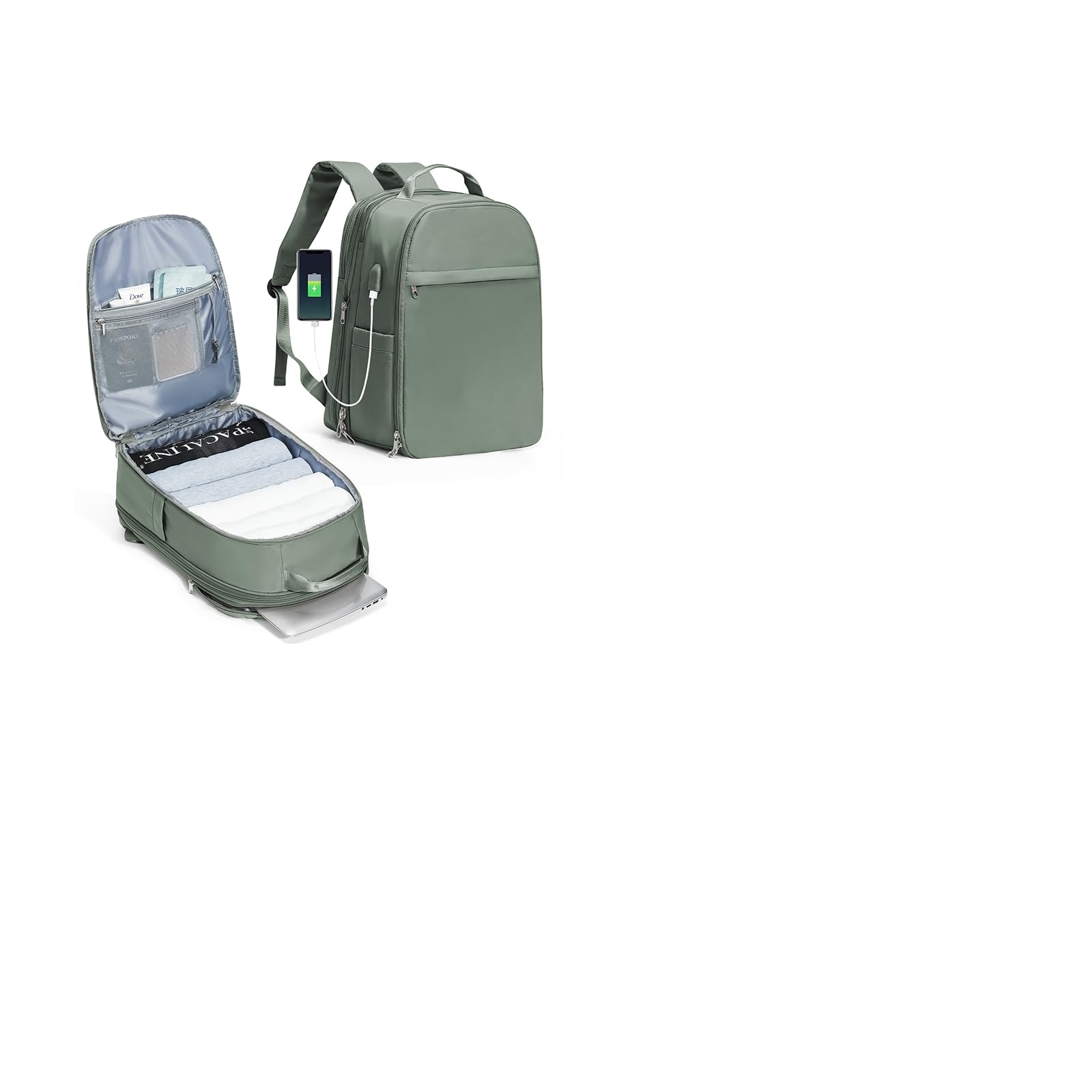 SZLX Borse da Viaggio 45x36x20 Zaino Easyjet Donna Zaino Ryanair 40x20x25 Bagaglio a Mano Zaino impermeabile uomo trekking, Borsa da Viaggio Cabina aereo Zaino per Laptop con Porta di ricarica USB