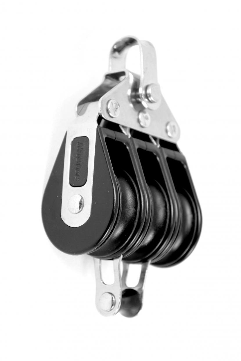 Nautos #92335-Classic line 39 MM -Triple Fixed with Becket - 39 mm sheave-Long Lasting Characteristics.Sailboat Block
