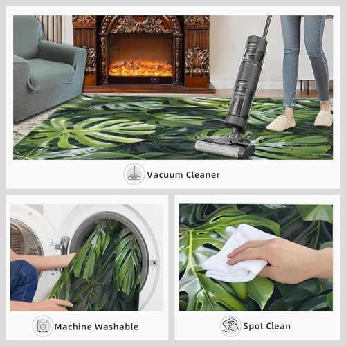 Alfombra Tropical Monstera 5.3x8ft Verde Oscuro miniatura 7