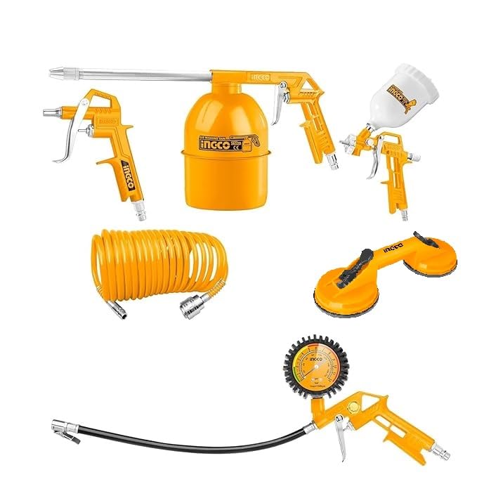 INGCO 6 Pcs Pneumatic Tools set, Includes Air Hose, Air Washing Gun, Air Spray Gun, Air Tire Inflating Gun, Connector, Glass Suction Cup, Suitable for Cars or Handicrafts DIY (B0CNSJRFQC) Amazon Price History, Amazon Price Tracker