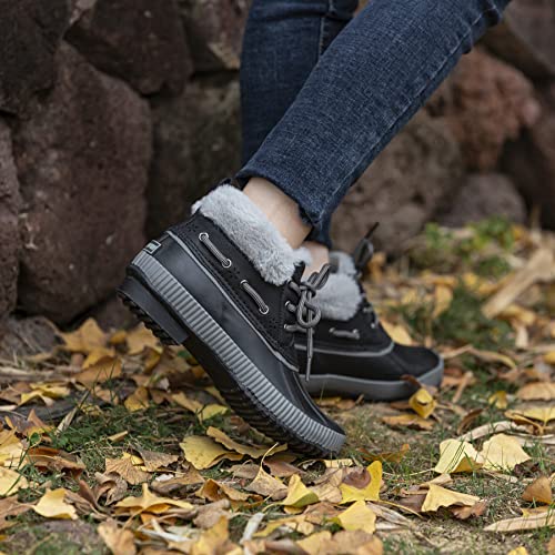 GAWBAW Womens Waterproof Winter Snow Boots - Warm Faux Fur Lined Lace up Duck Boots Ankle Rain Boots For Women3