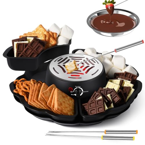 S'mores Maker & Chocolate Fondue Set - 280W Indoor S'mores Kit with Temperature Control & 10...
