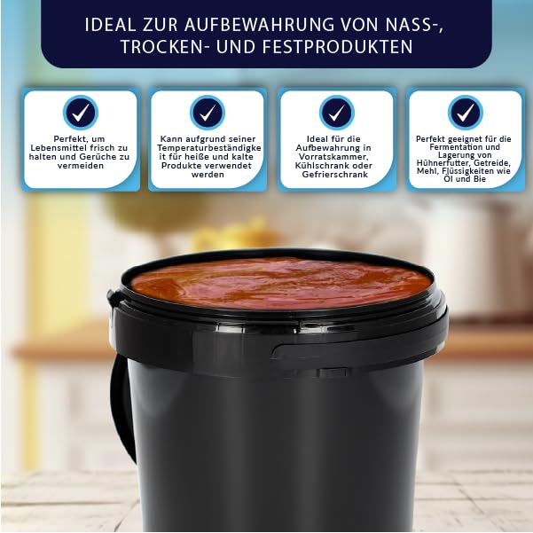 BenBow Emmer met deksel, 3 l, wit, 10 x 3 l, geschikt voor levensmiddelen, stabiel, luchtdicht, lekvrij, geurneutraal, plastic emmer met handvat, leeg BenBow Emmer met deksel, 3 l, wit, 10 x 3 l, geschikt voor levensmiddelen, stabiel, luchtdicht, lekvrij, geurneutraal, plastic emmer met handvat, leeg