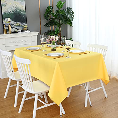 Image of FOLINS&HOME Yellow Rectangle Tablecloth 52 x 70 Inch Waterproof Table Cloth