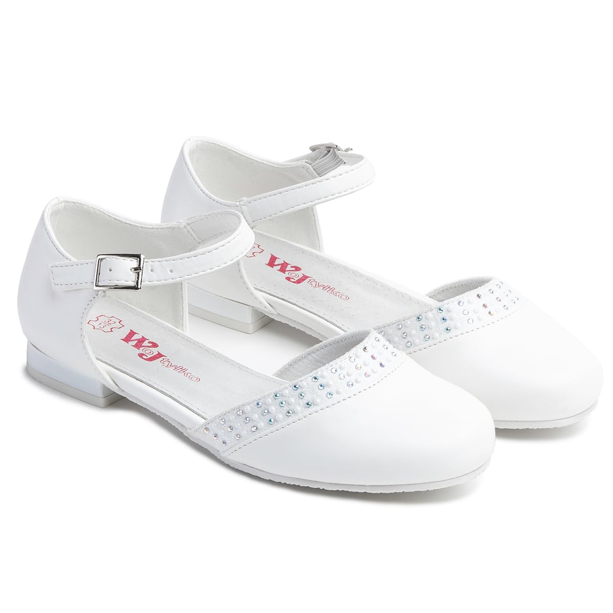 WK Mädchen Schnallenverschluss Halbschuhe mit Lederinnensohle | Kommunion | Elegant | Für eine kleine Prinzessin