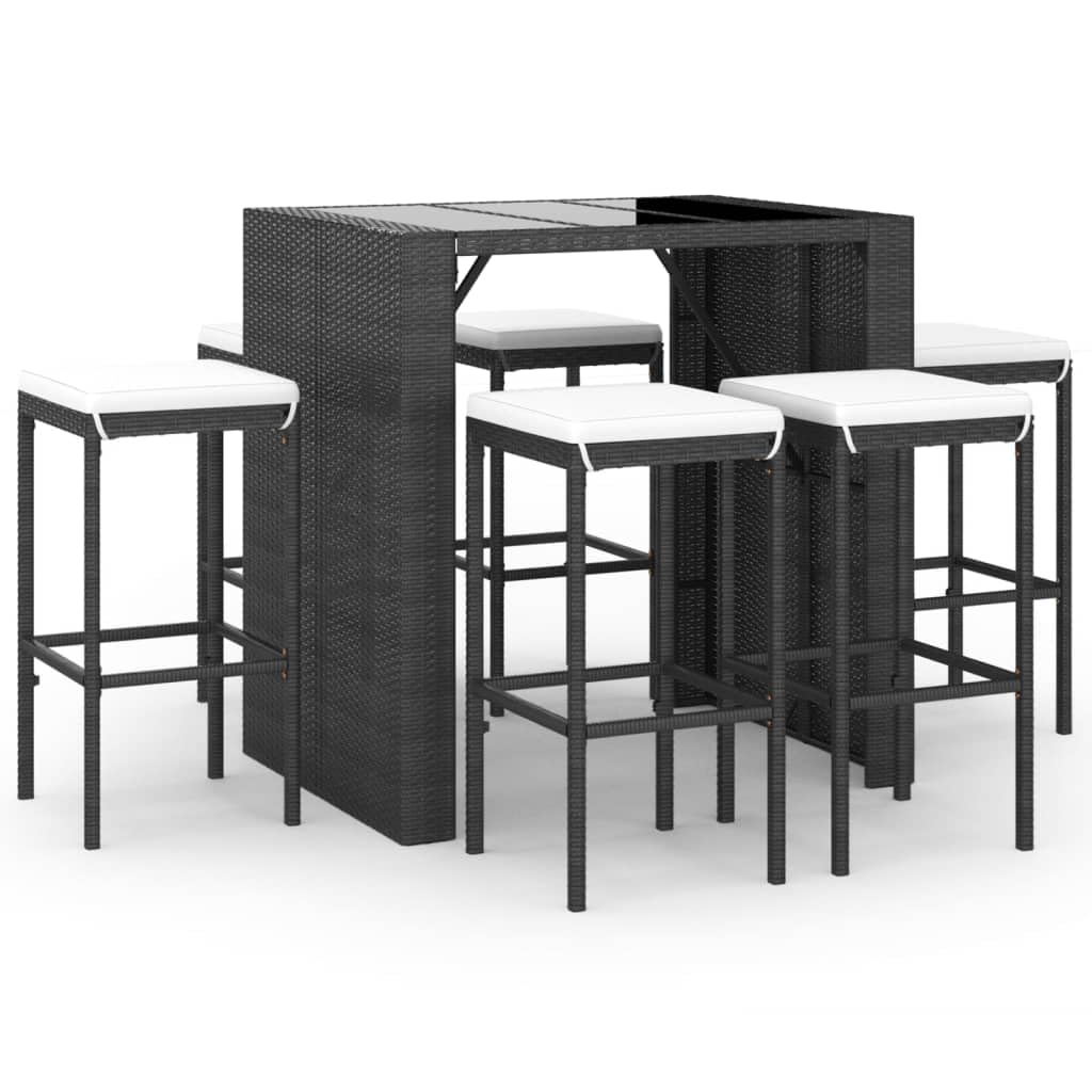 Seduta Esterni Ottomana,Divani Piccoliset Bar Da Giardino 7 Pz Con Cuscini In Polyrattan Neroadatto Per La Camera Da Letto, Il Soggiorno, Il Giardino