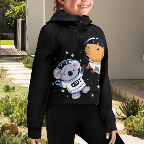 Uourmeti Long Sleeve Half Zipper Hoodies for Girls Active Sweatshirts with Kangaroo Pockets3