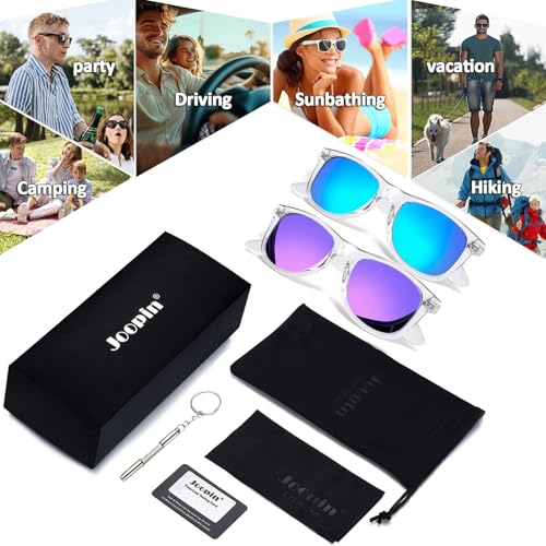 Image of Joopin Square Sunglasses Polarized UV400 Designer Sun Glasses Men Women | Oversized, Plastic Frame, Retro, Vintage, Unisex, Trendy Shades for Driving, Party, Fishing, Business, Costume