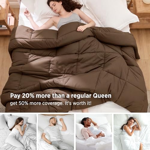 Image of Bedsure Comforter Duvet Insert - Quilted Comforters Oversize Queen, All Season Duvet, GentleSoft Down Alternative Bedding, with 8 Tabs, Gifts for Women /Men, Brown, Oversize Queen 98x98Inches