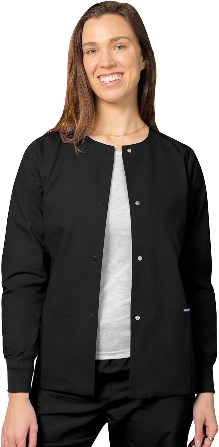 Adar Universal Scrubs for Women - Round Neck Warm-Up Scrub Jacket