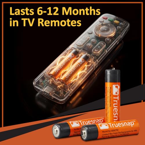 Image of Truesnap AAA 750mAh Rechargeable Batteries by TechMaven | Ni-MH 1.2V | High Capacity AAA Cells for Camera | Game Controller | Remote | Cordless Phone | Microphone | Toys | Fast Charge | Pack of 4