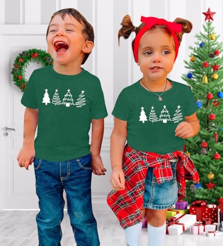 Image of Christmas Tree Shirt for Toddler Boys Girls Merry Christmas T-Shirts Short Sleeve Holiday Tee Xmas Gift Tops