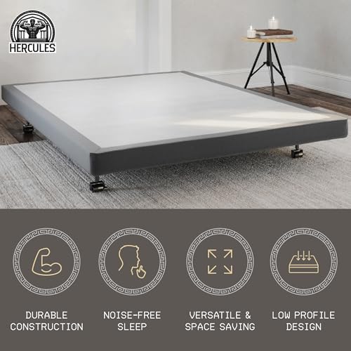 Image of Hercules 4 Inch Low Profile Foundation Mattress Box Spring Replacement, Queen