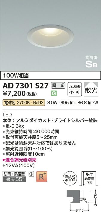 Amazon | コイズミ 屋内屋外兼用 LEDパネルダウンライト 高気密SB 防雨