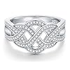 BORUO 925 Sterling Silver Ring, Celtic Knot Cubic Zirconia CZ Wedding Band Stackable Ring Size 8