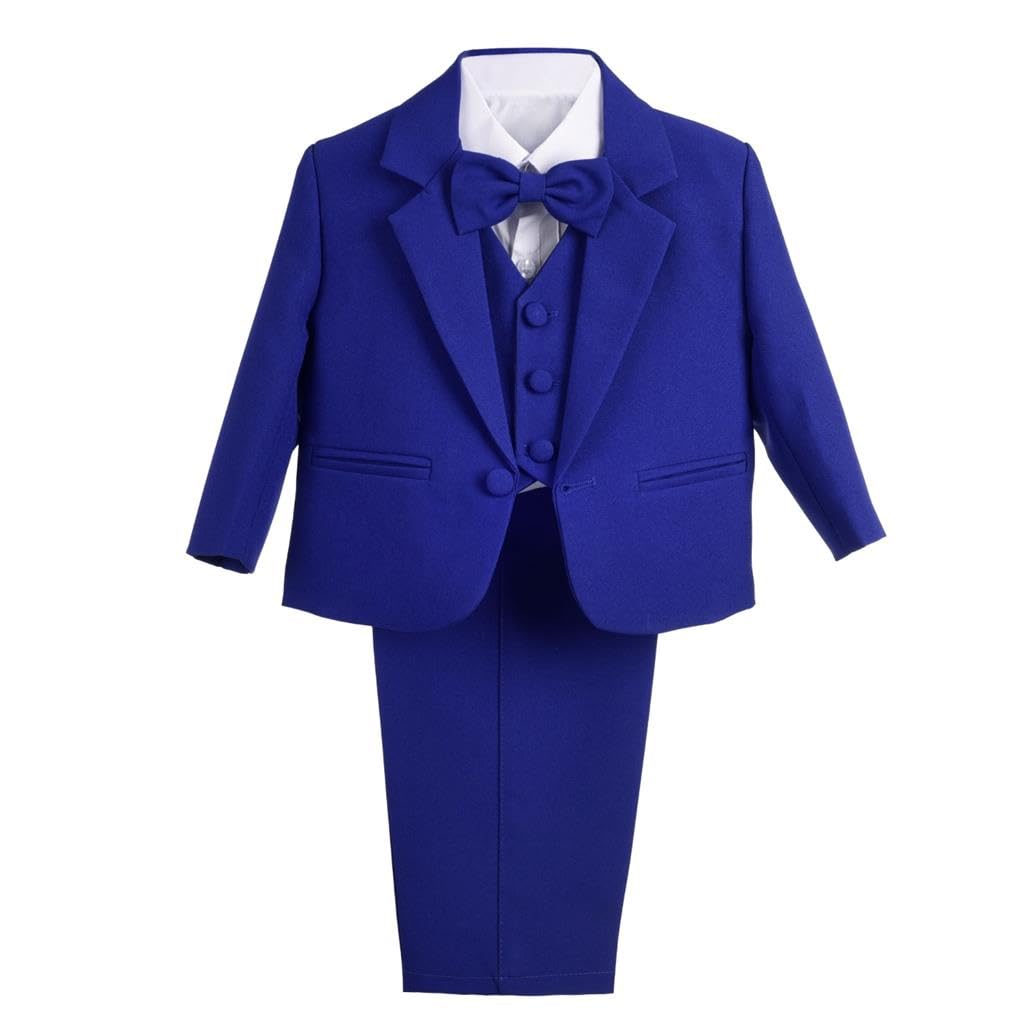 Lito Angels Completo Elegante per Bambino Bimbo Neonato Maschio, Smoking per Matrimonio Cerimonia, Blu Reale/Nero/Avorio/Bianco