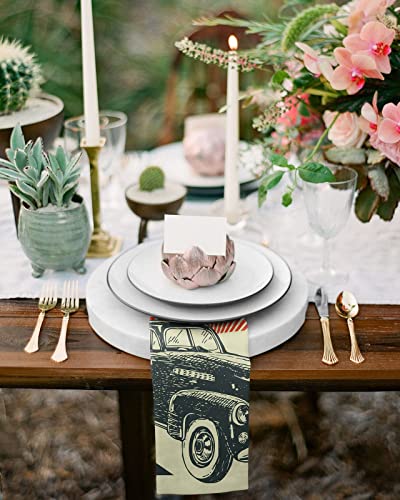 Cloth Napkins Set Of 6 - Washable Linen Napkins Lunch Dinner Napkin - Pop Art Car Napkins Absorbent Reusable Western Napkins For Wedding Party 20"X20" #TOP3