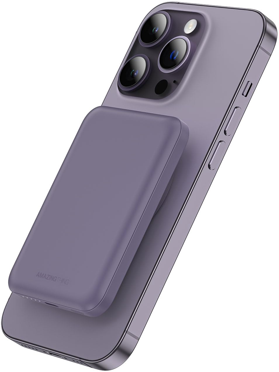 Amazing Thing Thunder Pro Mag [5000mAh] compatible with MagSafe Battery Pack Wireless Magnetic Power Bank with 22.5W PD Fast Charge USB-C - Deep Purple