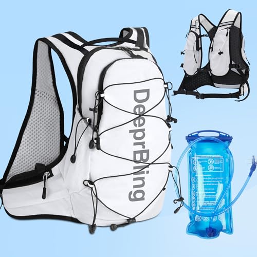 DeeprBling 12L Trinkrucksack mit 2L Trinkblase, Ultraleicht Fahrradrucksack Herren, Skirucksack Damen, Kleiner Wanderrucksack Sportrucksack zum Skifahren, Fahrradfahren, Laufrucksack Wasserdicht