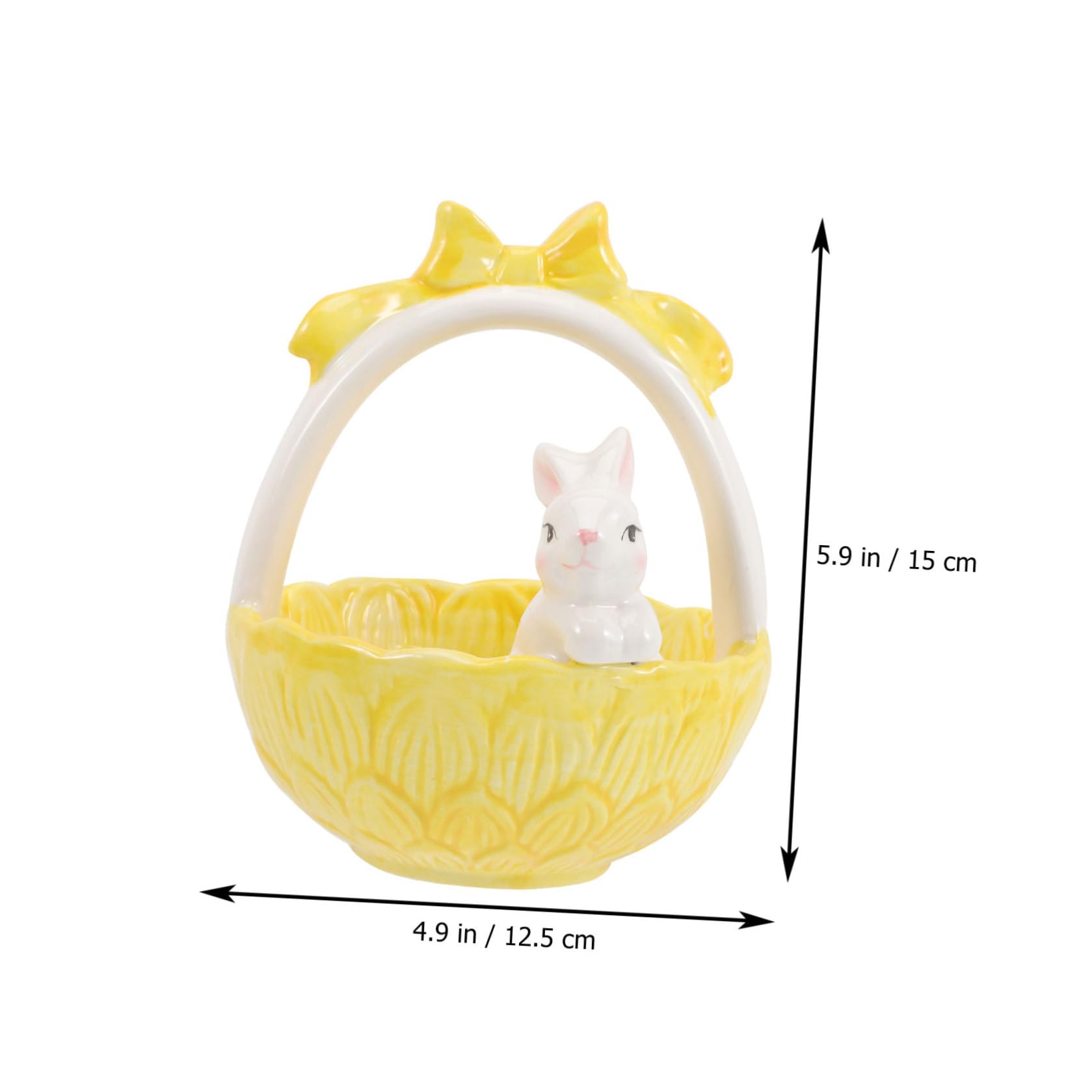 SOLUSTRE Decorazione per Pasqua Coniglietto in Ceramica Cesto a Forma di Coniglio Giallo Adorabile per Festa di Pasqua e Decorazione Torta