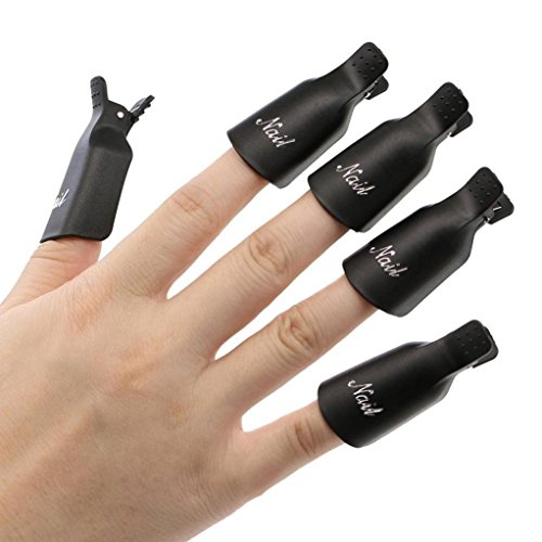 GOTD 10PC Plastic Nail Art Soak Off Cap Clip UV Gel Polish Remover Wrap Tool (Black 6)