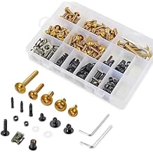 Motorcycle Fairing Bolt Kit 210pcs 304 Stainless Steel M5 M6 Fairing Screws Fasteners Universal Nut Clips Maintenance Restoration Kit for Kawasaki Suzuki Honda Yamaha BMW Gold