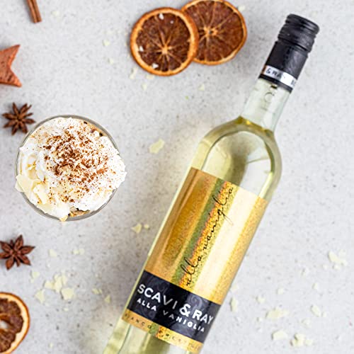 SCAVI & RAY Geschenkset – Alla Vaniglia Weißwein mit Designglas, 0,75L, 10% Vol. Alkohol – Weißwein mit Vanillearoma, perfekt zum Verschenken oder selbst genießen