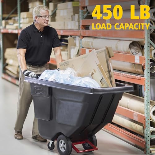 Image of Rubbermaid Commercial Products Tilt Dump Truck /Trash Cart /Garbage Collection /Recycling, 1 /2 Cubic Yard, Waste Collection, 1250 lbs capacity, Black, for Office /Warehouse /Facility Management