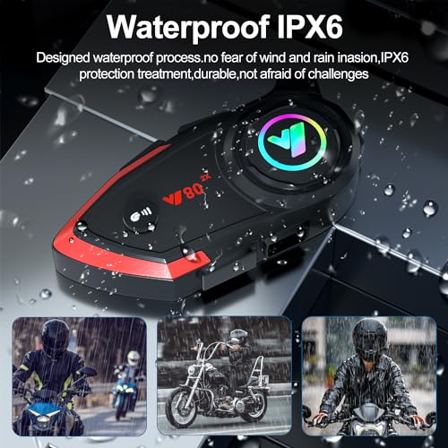 Image of JAGASOL Motorcycle Helmet Bluetooth Headset, 800 Meters Intercom CVC Noise Reduction IPX67 Waterproof Wireless Communication System for Motorcycle Riding /Snowmobile /Cycling, Compatible with All Helmet