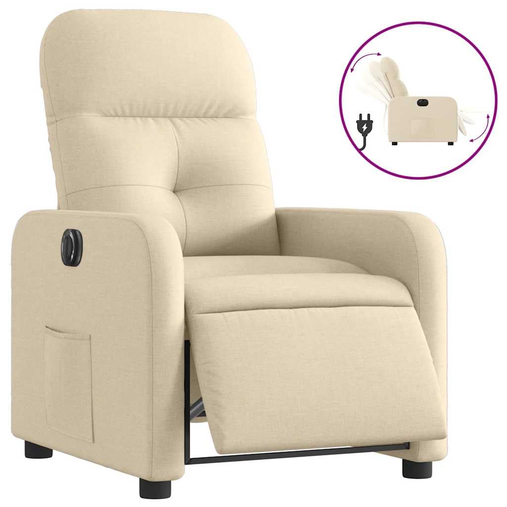 Genérico Sillón reclinable eléctrico de Tela Crema,Mobiliario,Sillas,Sillones,Crema,22.6 kg,3206785