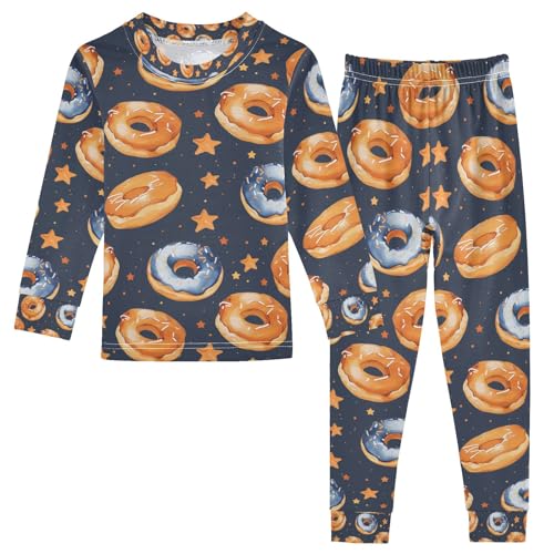 senya Donuts Floating in Space Pajamas Set Long Sleeve Soft Cotton Sleepwear 2 Piece