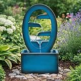 Garden Mile Fuente de agua solar - Fuente de agua en cascada con bomba solar y panel remoto para jardín al aire libre, patio, balcón y fuente zen decorativa