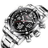 Funktion: Vollständiger Kalender, Stoßfest, Leuchtzeiger, LED-Anzeige, Antimagnetisch, Automatisches Datum, Wasserdicht, Gegenlicht, Chronograph, Mehrere Zeitzonen, Alarm