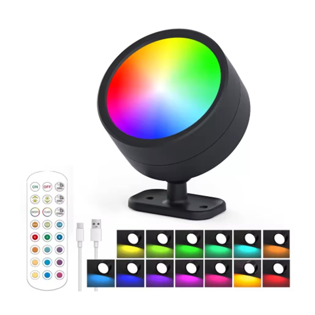 IJSDNVJNDX Modern RGB Magnetic Wall Lights with Remote 360° Rotation LED Wall Lamp Room Decor for Bedroom Living Room Hallway
