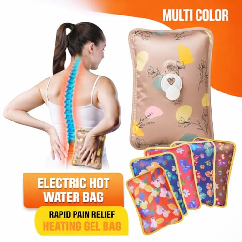 Image of electric hot water bag for pain relief | heating pad for periods cramps, back, knee & full body pain relief | electric heating bag, hot pack, warmer bag, hot bag, heat pad, heat bag| fast heating, leak proof, reusable (color and design as per availability)-01