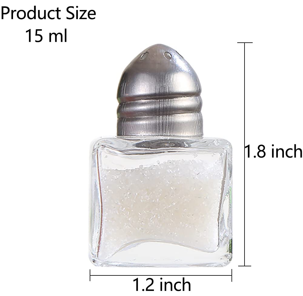 Mini salero y pimentero de 30 piezas, pequeños soportes transparentes para sal y pimienta, coctelera de especias de cristal en forma de cubo para cocina, hogar, boda, fiesta, barbacoa y camping