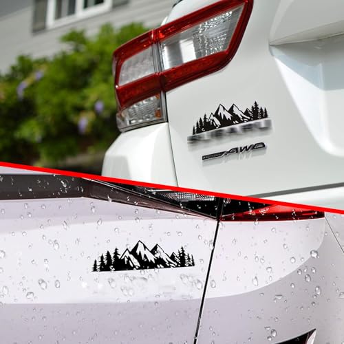 Image of ijuicy Snow Mountain Sticker Decal, 7 inch Waterproof Trunk Logo Decal Sticker with Scraper, Car Body Trunk Self-Adhesive Decoration Decals Stickers, Universal for Most Cars (Black)