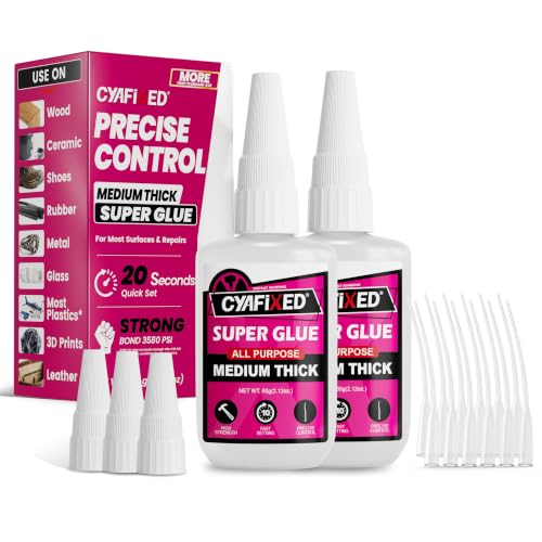 Image of Precise Control Super Glue Pro Kit 120 Gram, Instant Cyanoacrylate (CA) Glue with Anti-Clog Caps & Precision Microtips for Woodworking Crafts 3D Prints, Strong Repair for Ceramic Plastic Glass Shoe