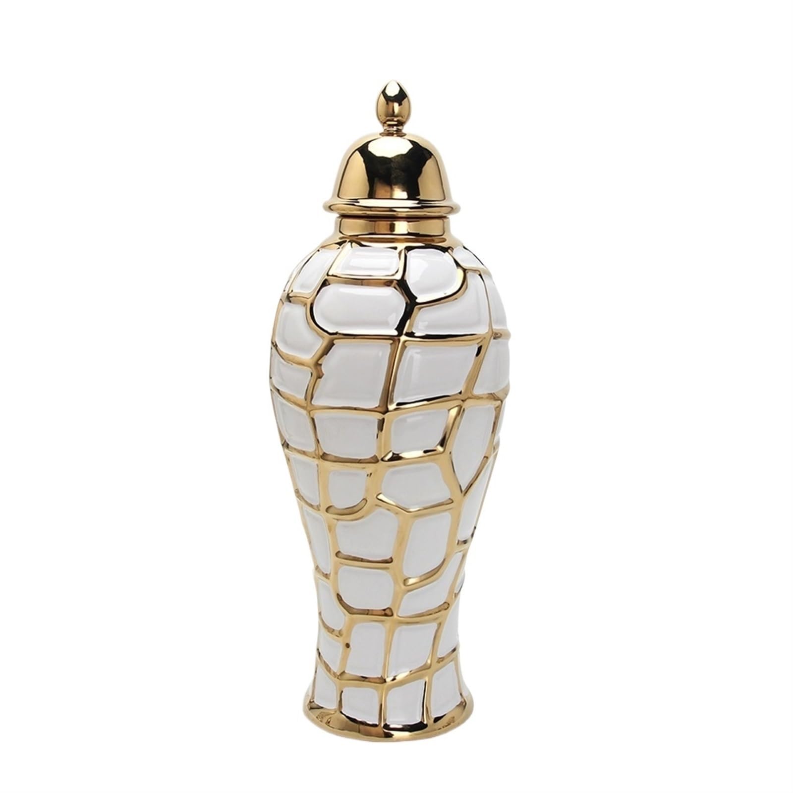 Gold Ginger Jar Porcelain Vase Ceramic Canisters with Lids Large Ornaments Storage Jars with Airtight Lids Stash Jar Food Storage Canisters Flower Vases for Centerpieces White House Decor (Color : Go
