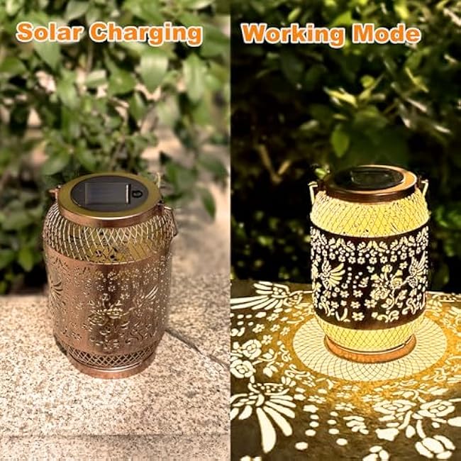 Solar Lantern Outdoor Waterproof,Birthdays Gifts for Women Mom Grandma,Hummingbird Garden Decor,Metal Hanging Solar Lights Decorative for Christmas,Thanksgiving,Backyard,Patio,Porch,Lawn