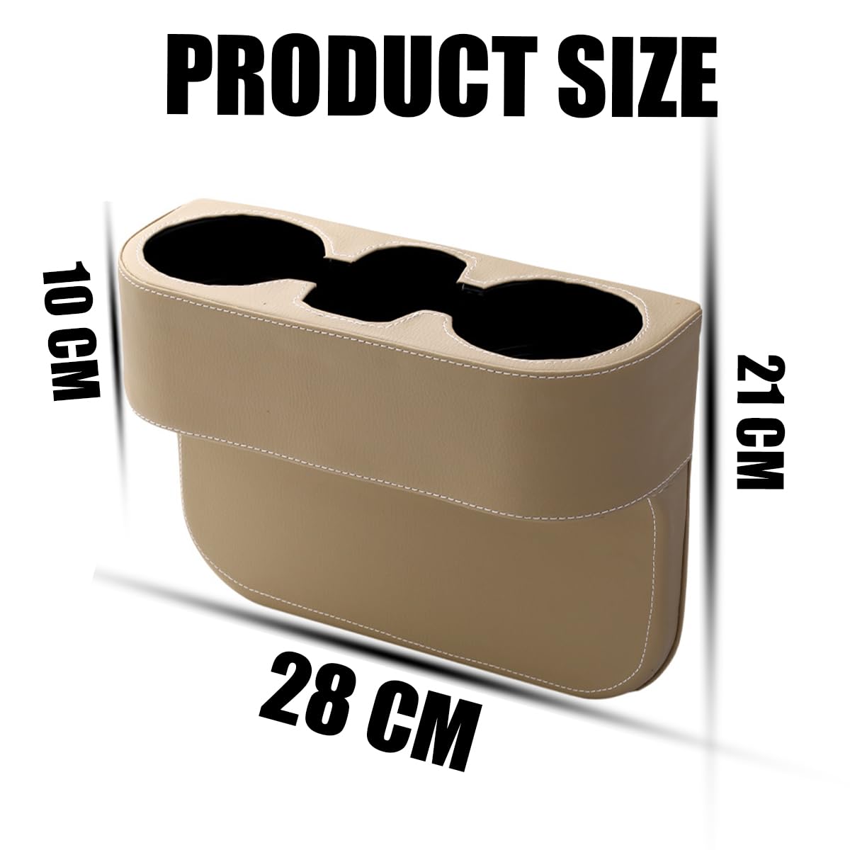 Car Seat Gap Organizer With Cup Holders - Leather Console Storage For Phones & Accessories