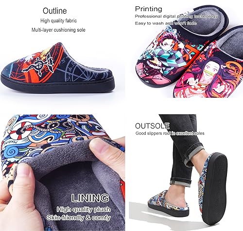 Anime Fuzzy Slippers Memory Foam House Slippers Winter Anti-slip Indoor Outdoor Slip on Shoes for Women Men2